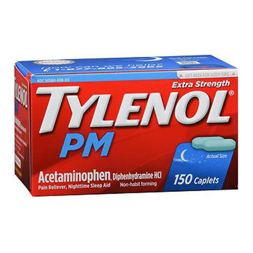 Tylenol PM Extra Strength Pain Reliever And Sleep Aid Acetaminophen Caplets, 150 Ea